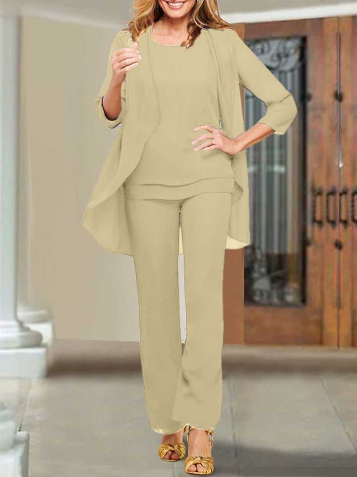 Tailleur-Pantalon en Mousseline de Soie pour Mère de la Mariée