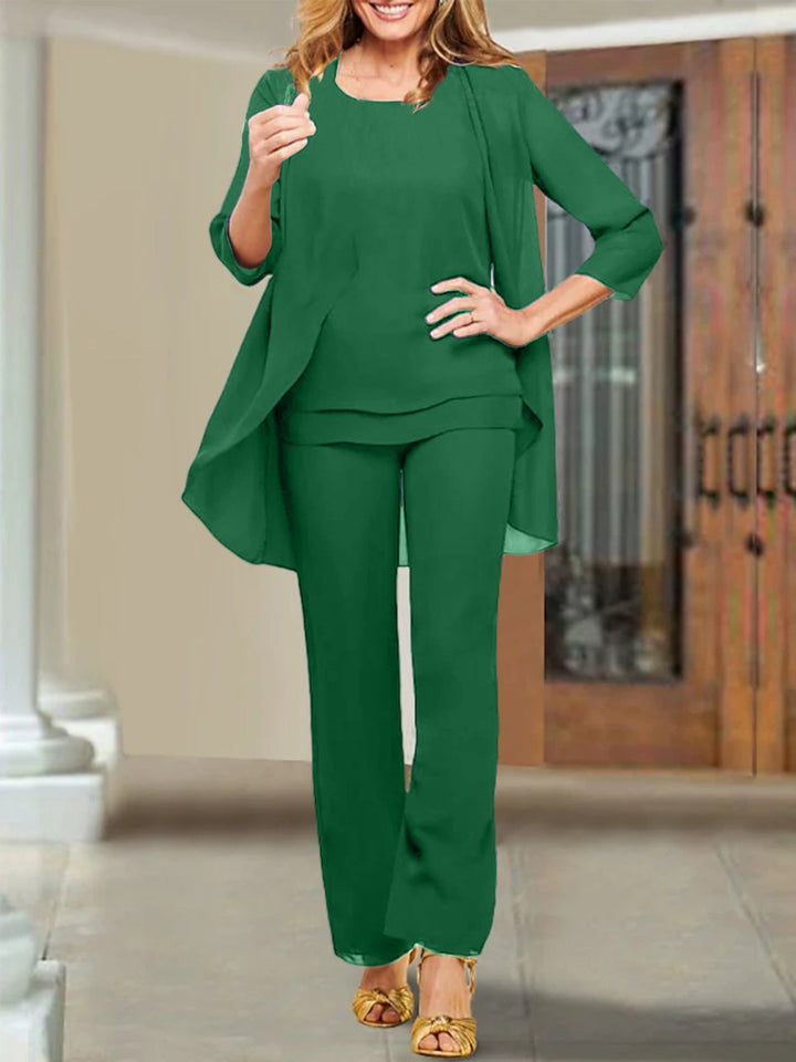 Tailleur-Pantalon en Mousseline de Soie pour Mère de la Mariée