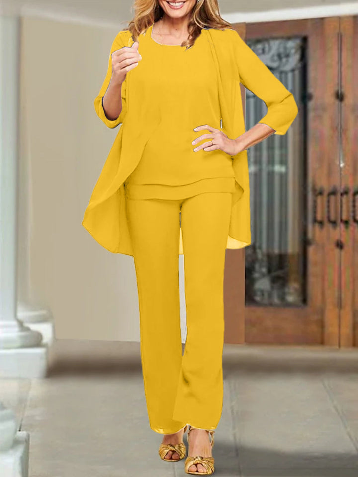 Tailleur-Pantalon en Mousseline de Soie pour Mère de la Mariée