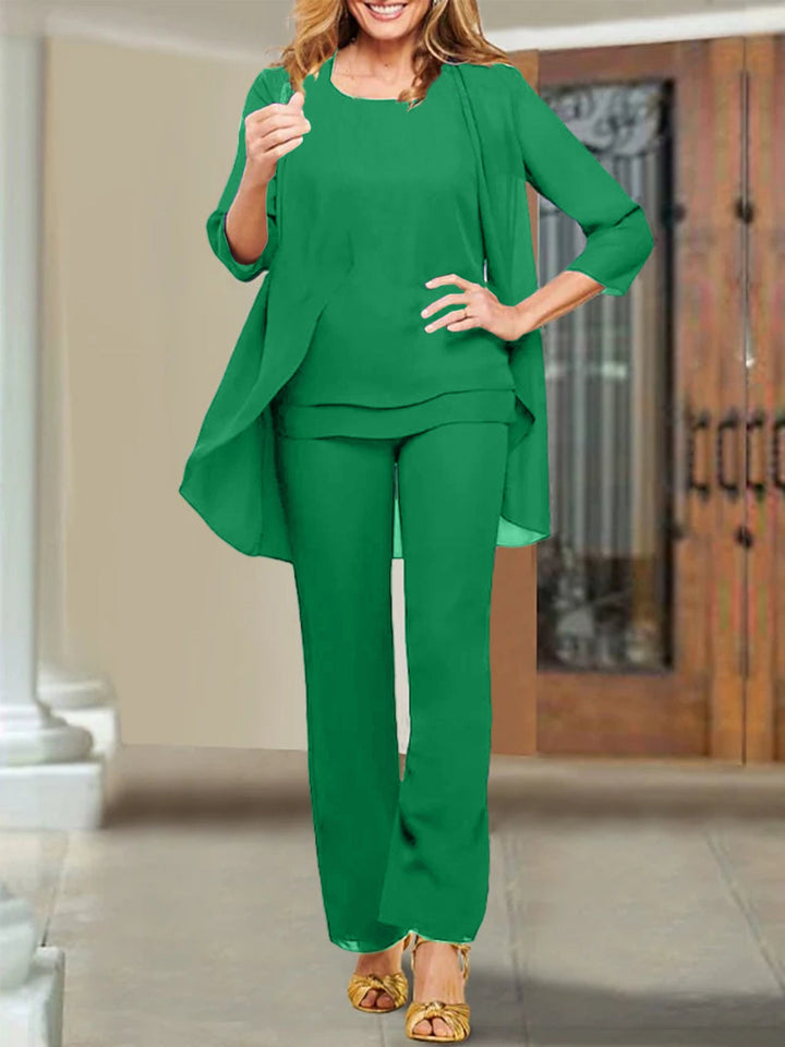 Tailleur-Pantalon en Mousseline de Soie pour Mère de la Mariée