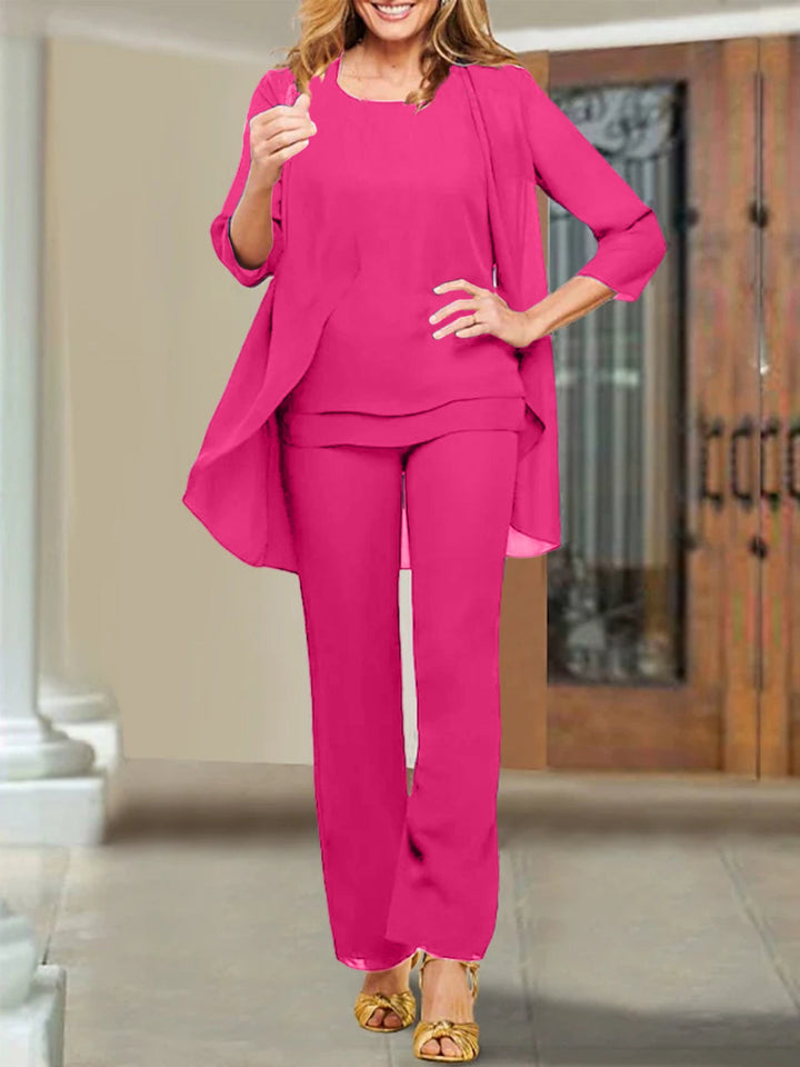 Tailleur-Pantalon en Mousseline de Soie pour Mère de la Mariée