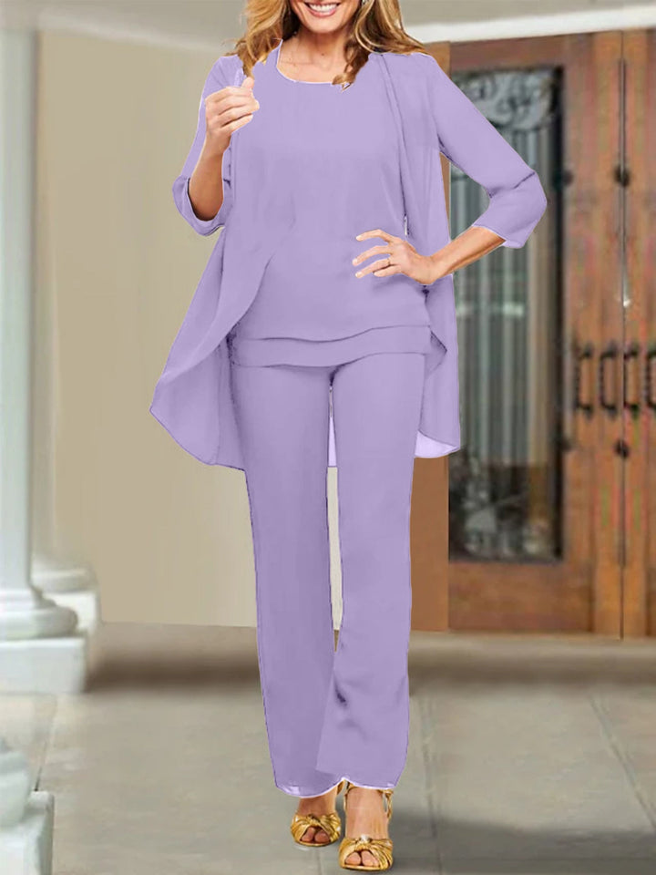 Tailleur-Pantalon en Mousseline de Soie pour Mère de la Mariée