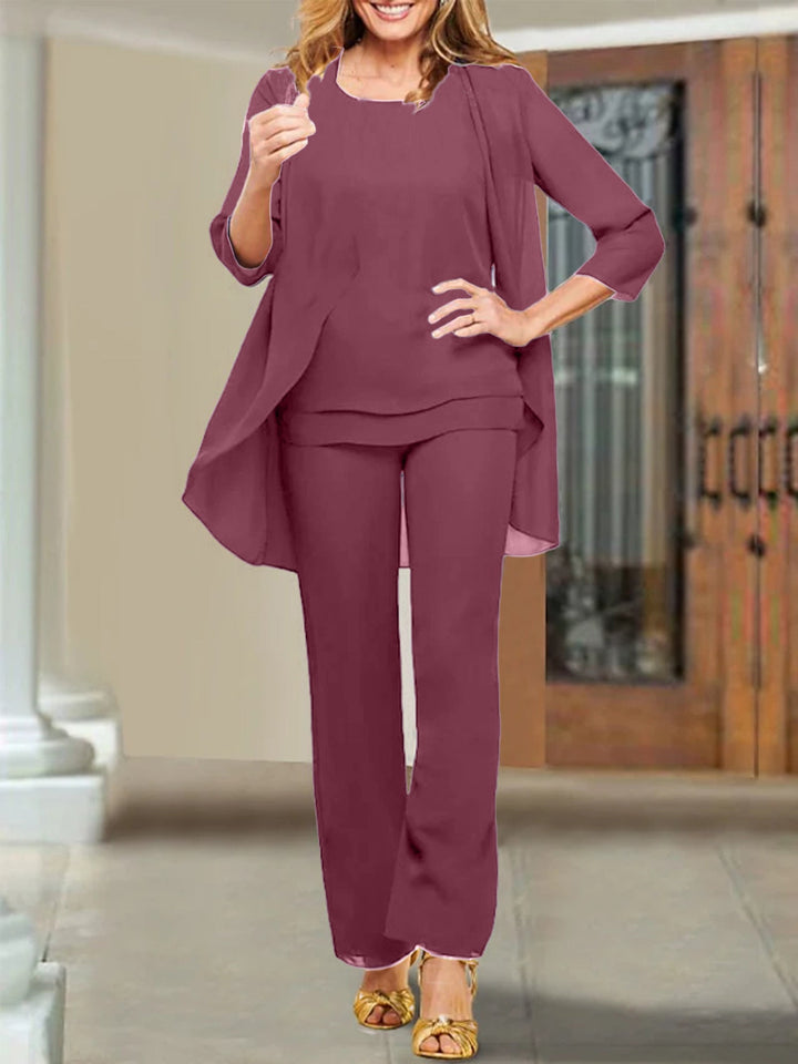 Tailleur-Pantalon en Mousseline de Soie pour Mère de la Mariée