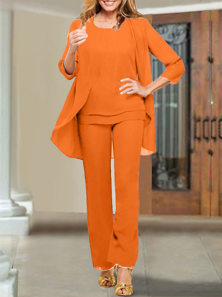 Tailleur-Pantalon en Mousseline de Soie pour Mère de la Mariée