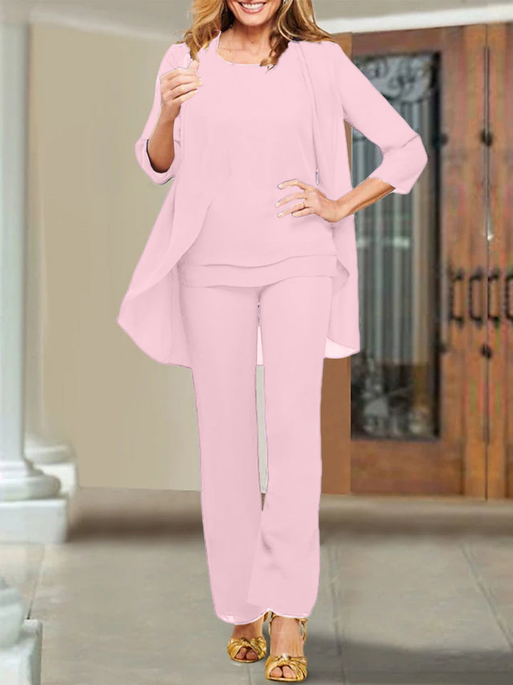 Tailleur-Pantalon en Mousseline de Soie pour Mère de la Mariée
