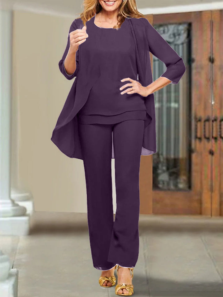 Tailleur-Pantalon en Mousseline de Soie pour Mère de la Mariée