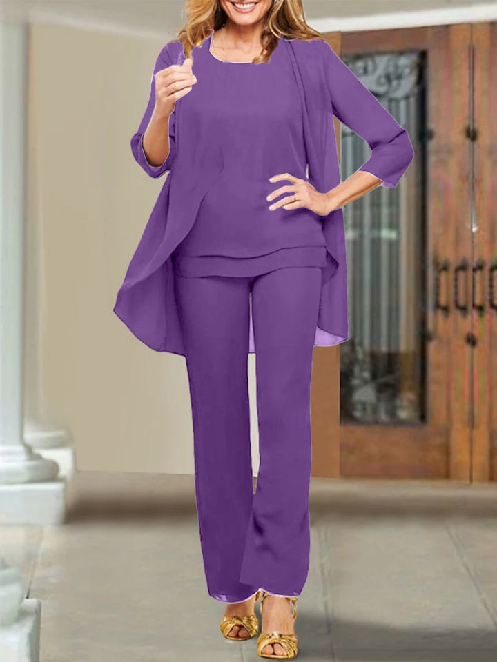 Tailleur-Pantalon en Mousseline de Soie pour Mère de la Mariée