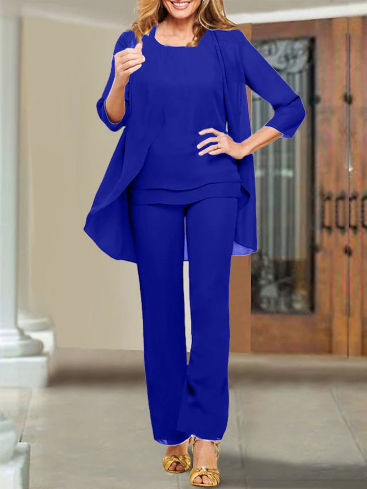 Tailleur-Pantalon en Mousseline de Soie pour Mère de la Mariée
