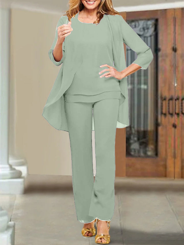 Tailleur-Pantalon en Mousseline de Soie pour Mère de la Mariée