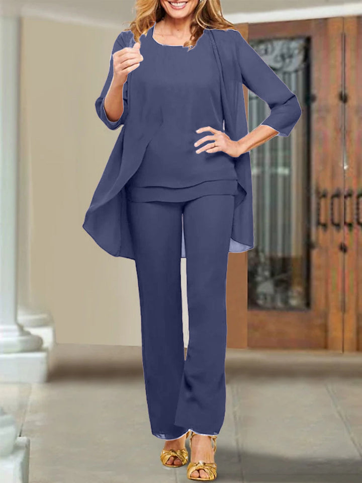 Tailleur-Pantalon en Mousseline de Soie pour Mère de la Mariée