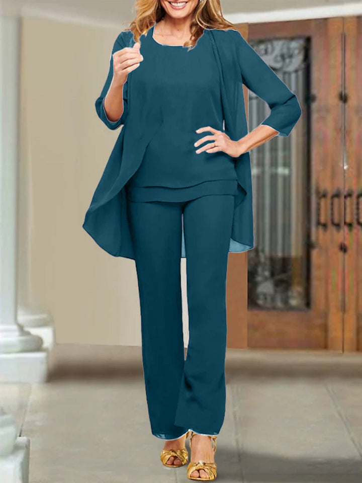 Tailleur-Pantalon en Mousseline de Soie pour Mère de la Mariée