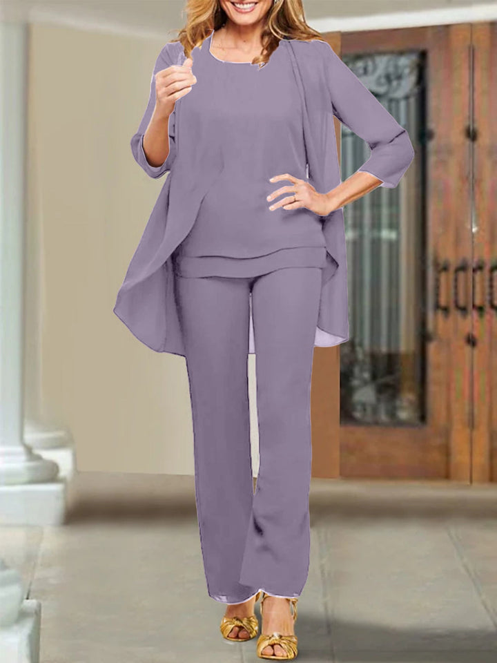 Tailleur-Pantalon en Mousseline de Soie pour Mère de la Mariée