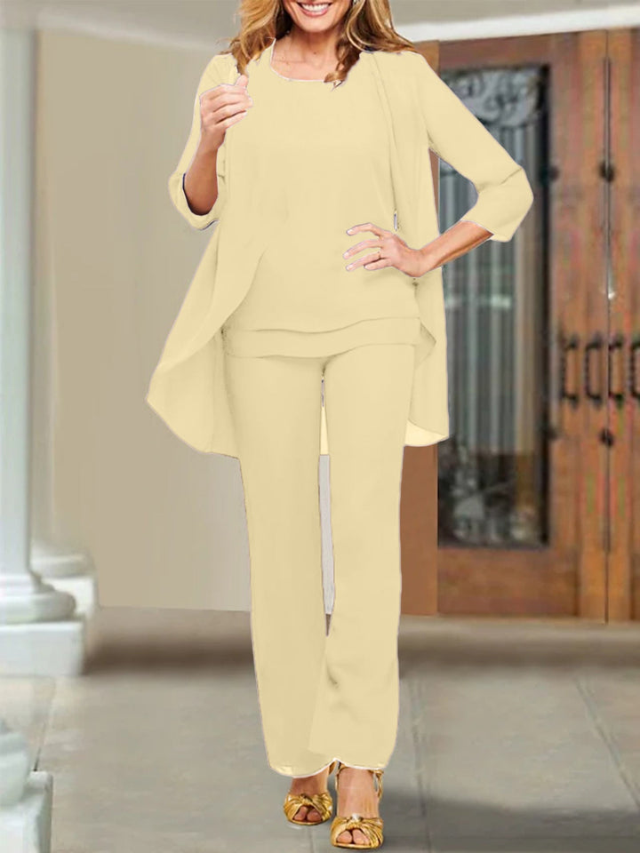 Tailleur-Pantalon en Mousseline de Soie pour Mère de la Mariée