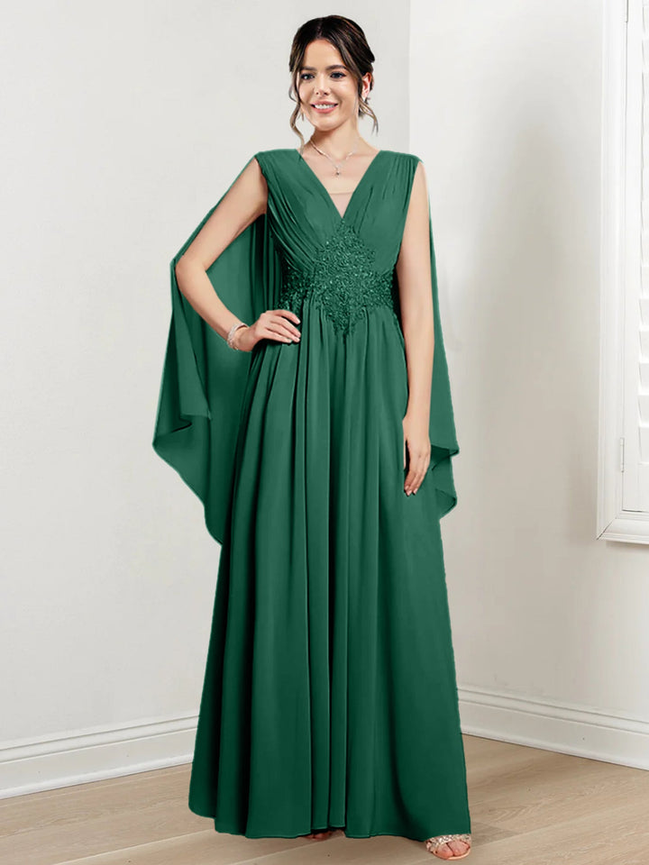 Robes de Mère de la Mariée Coupe A-Line/Princess à Col en V et Longueur Au Sol