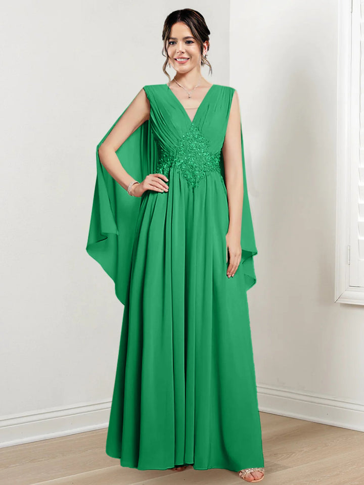 Robes de Mère de la Mariée Coupe A-Line/Princess à Col en V et Longueur Au Sol