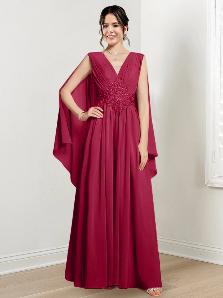 Robes de Mère de la Mariée Coupe A-Line/Princess à Col en V et Longueur Au Sol