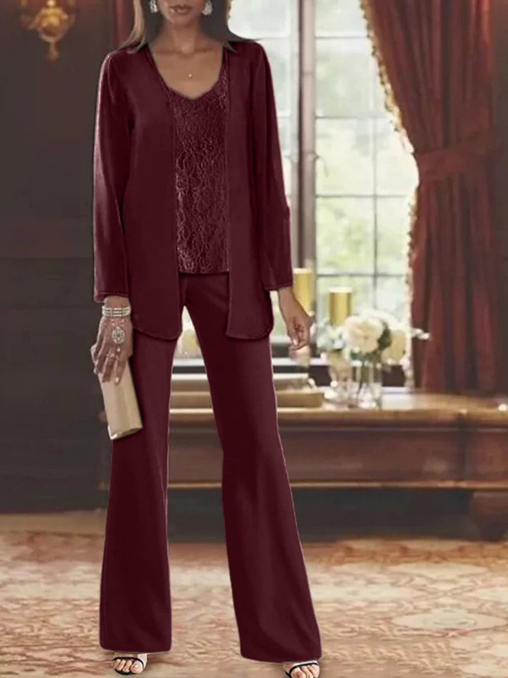 Tailleur-Pantalon en Mousseline de Soie avec Veste pour Mère de la Mariée