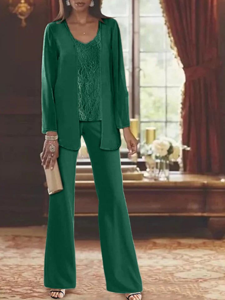 Tailleur-Pantalon en Mousseline de Soie avec Veste pour Mère de la Mariée