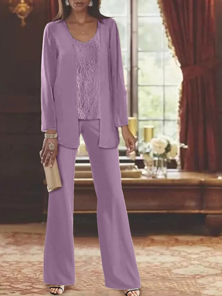 Tailleur-Pantalon en Mousseline de Soie avec Veste pour Mère de la Mariée