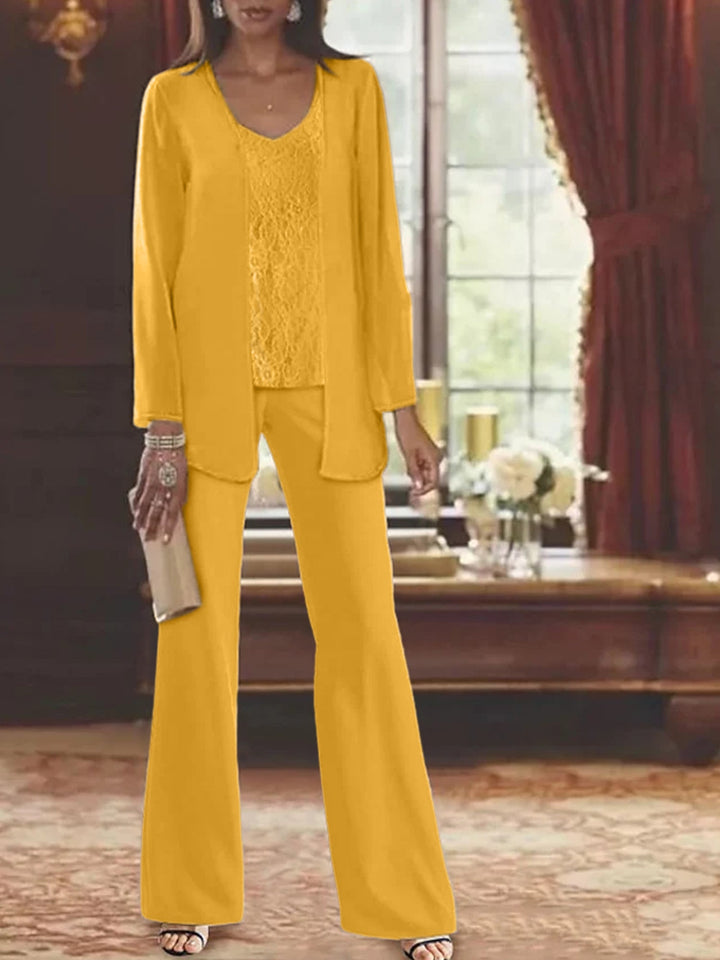 Tailleur-Pantalon en Mousseline de Soie avec Veste pour Mère de la Mariée