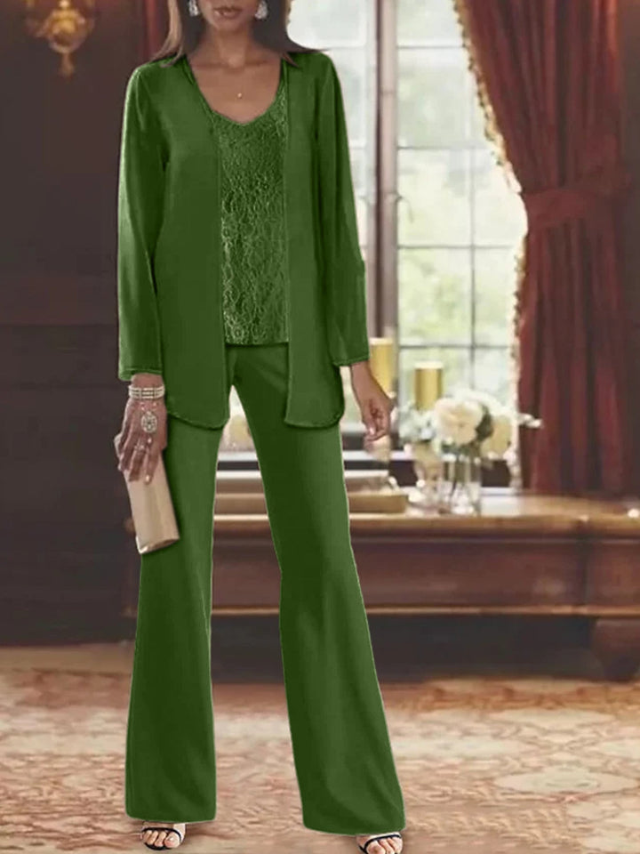 Tailleur-Pantalon en Mousseline de Soie avec Veste pour Mère de la Mariée