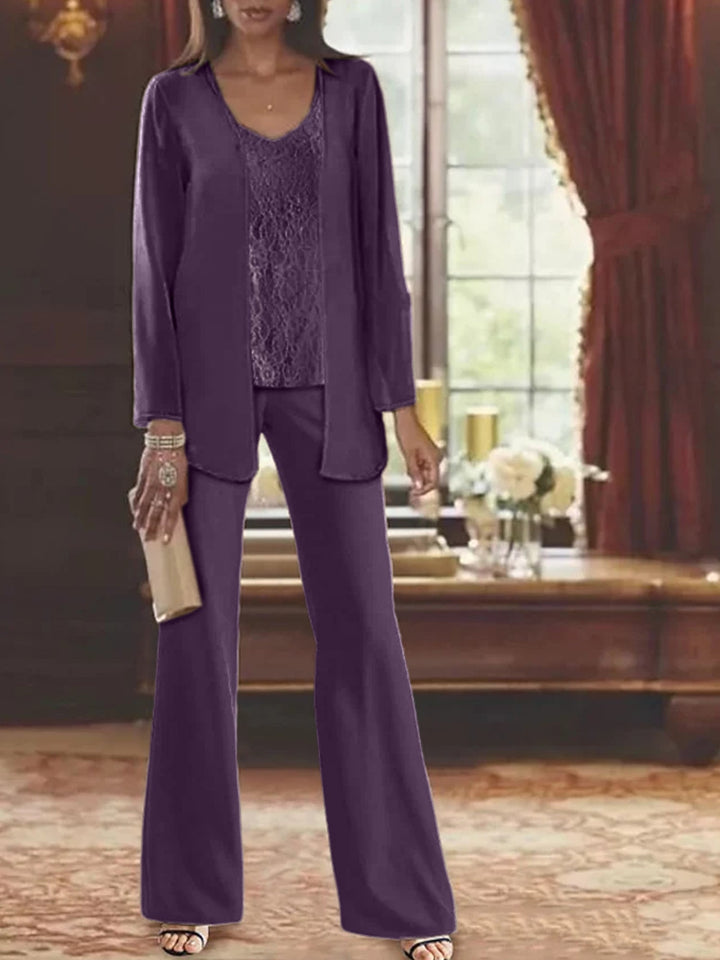 Tailleur-Pantalon en Mousseline de Soie avec Veste pour Mère de la Mariée