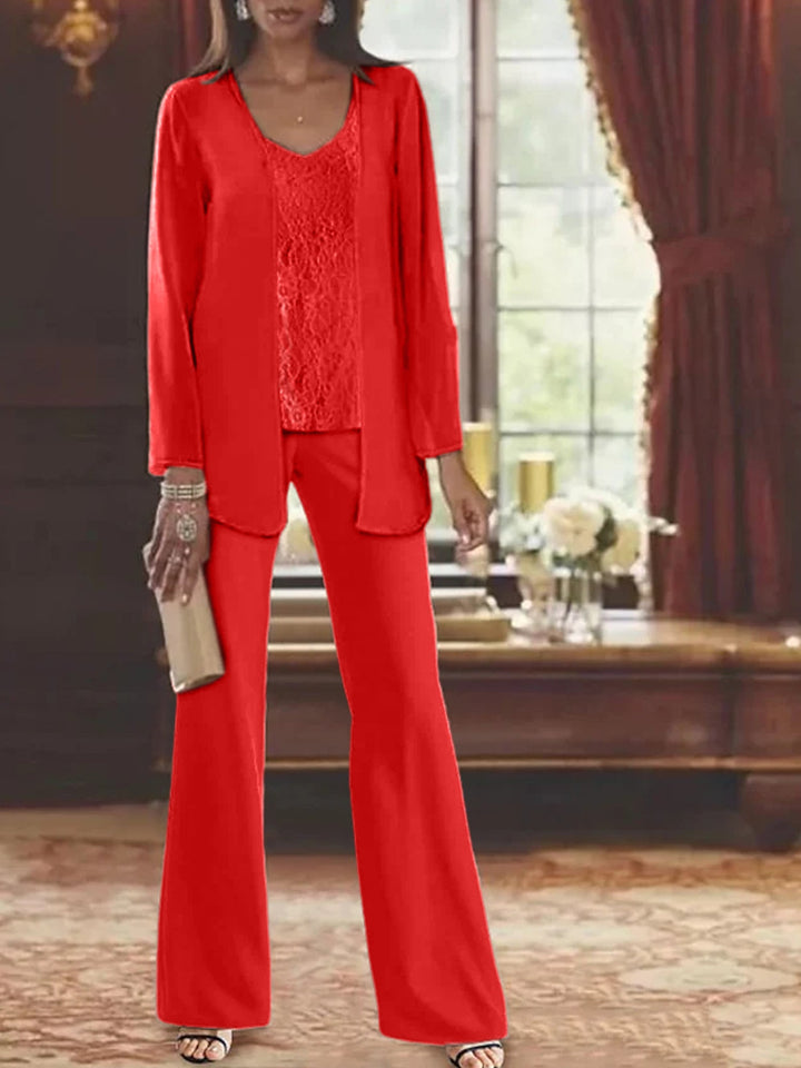 Tailleur-Pantalon en Mousseline de Soie avec Veste pour Mère de la Mariée