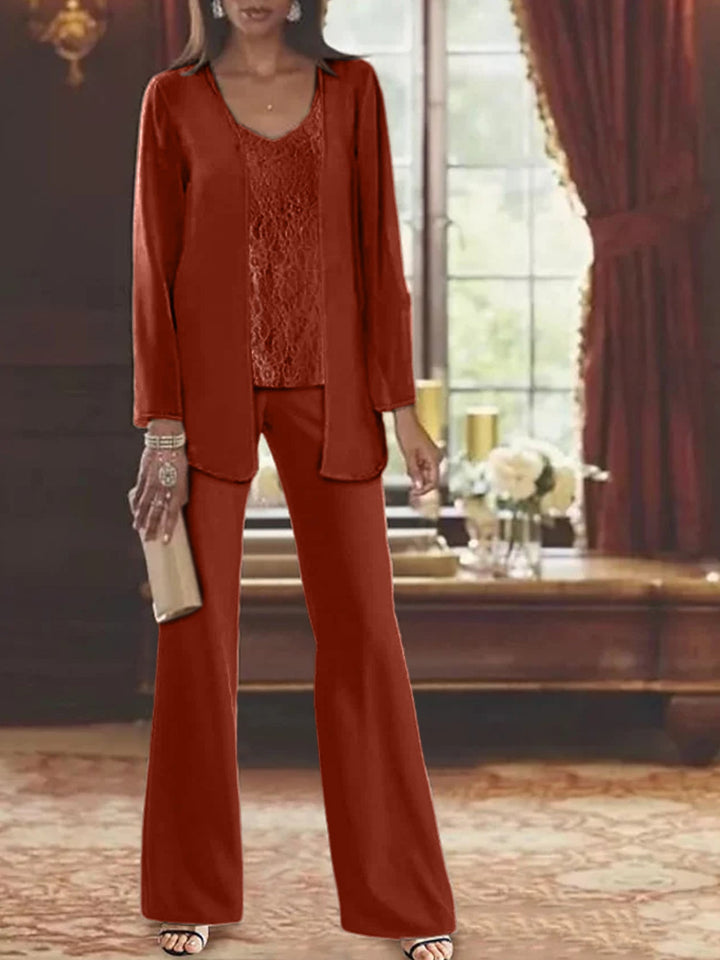 Tailleur-Pantalon en Mousseline de Soie avec Veste pour Mère de la Mariée