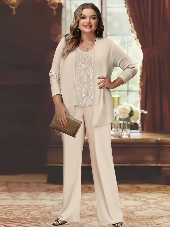 Tailleur-Pantalon en Mousseline de Soie avec Veste pour Mère de la Mariée