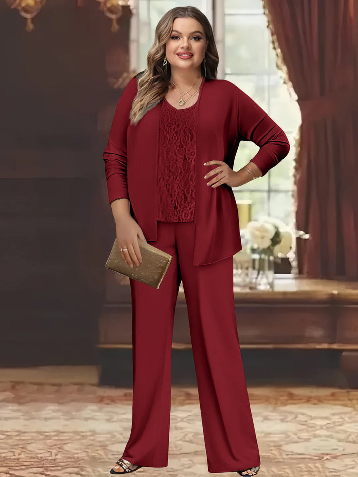 Tailleur-Pantalon en Mousseline de Soie Grande Taille pour Mère de la Mariée avec Veste