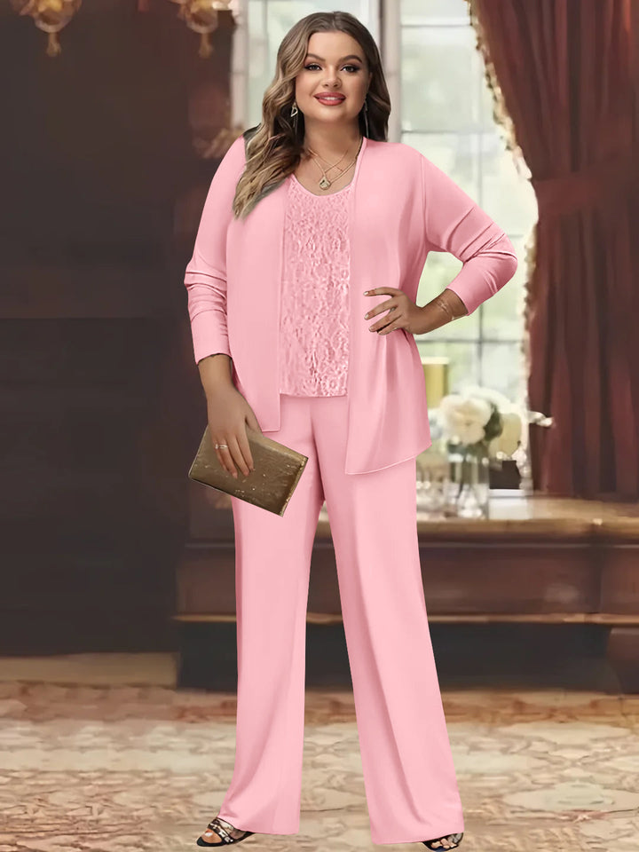 Tailleur-Pantalon en Mousseline de Soie Grande Taille pour Mère de la Mariée avec Veste