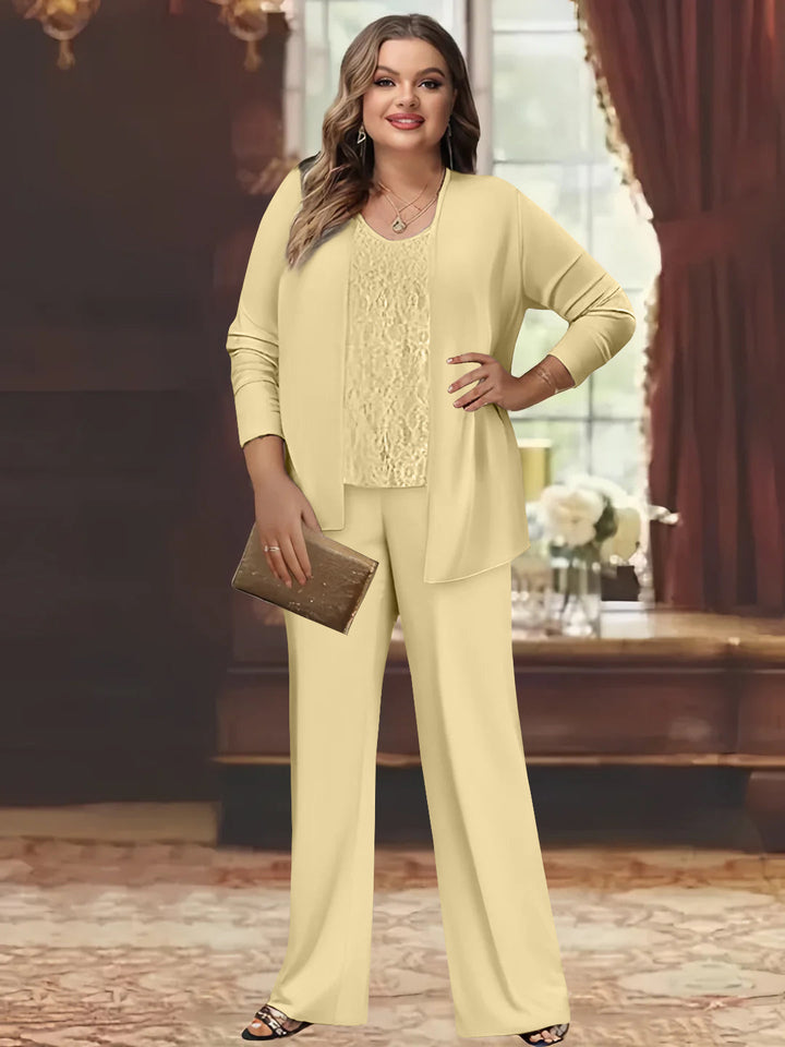 Tailleur-Pantalon en Mousseline de Soie Grande Taille pour Mère de la Mariée avec Veste