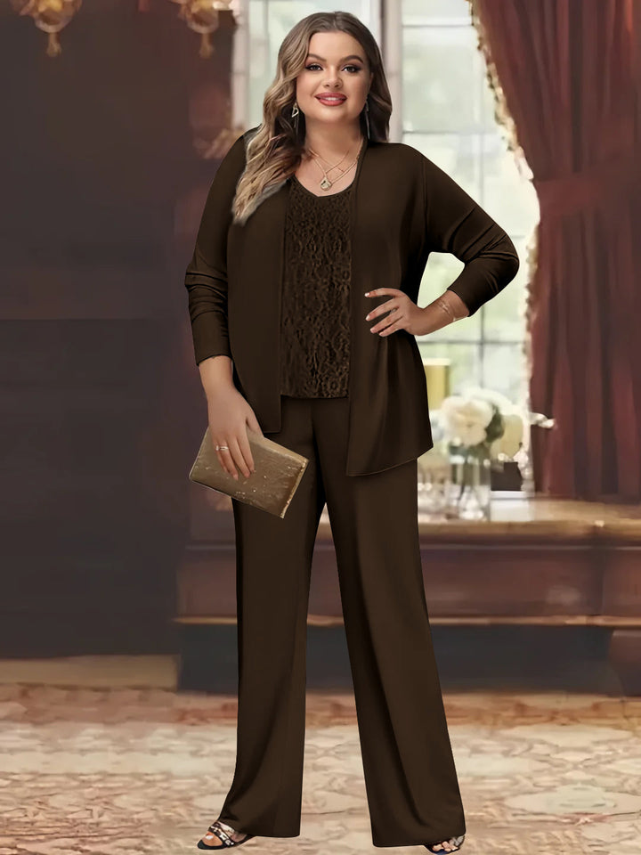 Tailleur-Pantalon en Mousseline de Soie Grande Taille pour Mère de la Mariée avec Veste