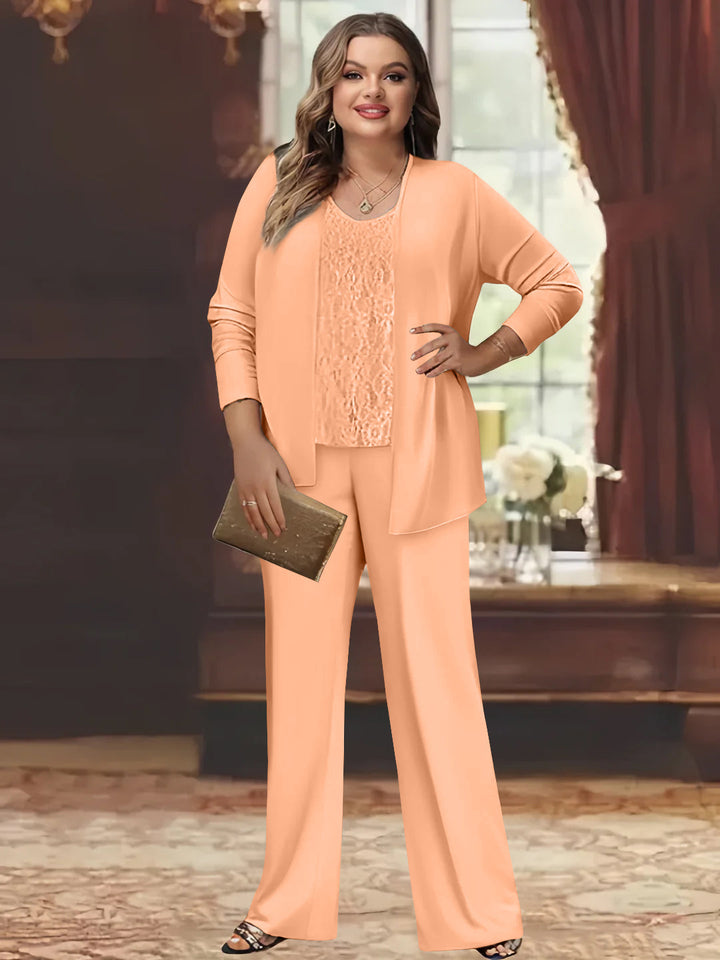 Tailleur-Pantalon en Mousseline de Soie Grande Taille pour Mère de la Mariée avec Veste
