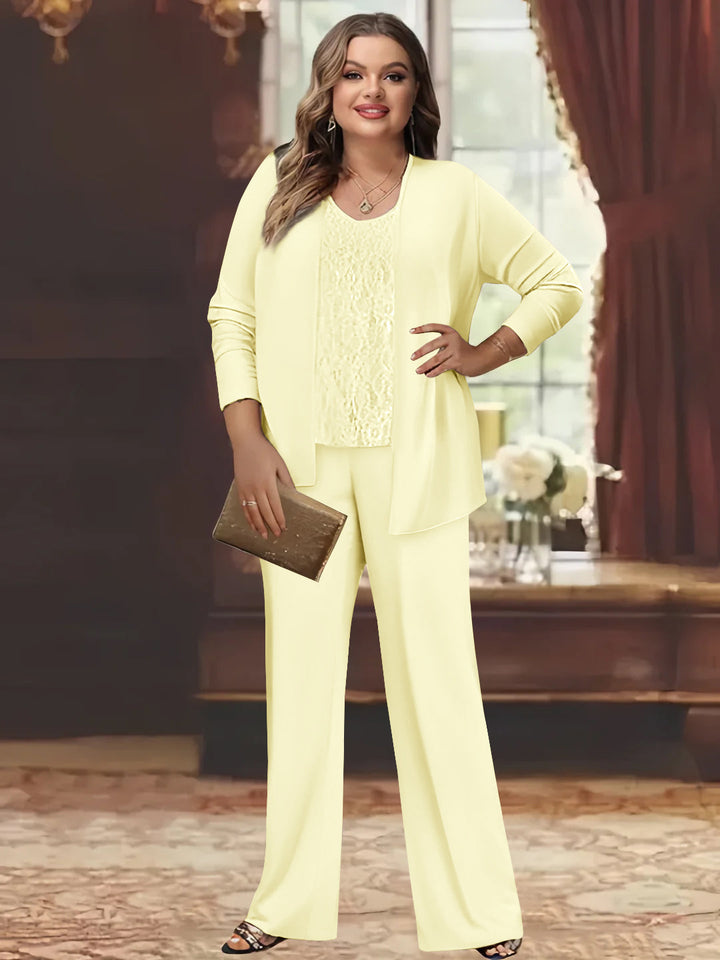 Tailleur-Pantalon en Mousseline de Soie Grande Taille pour Mère de la Mariée avec Veste