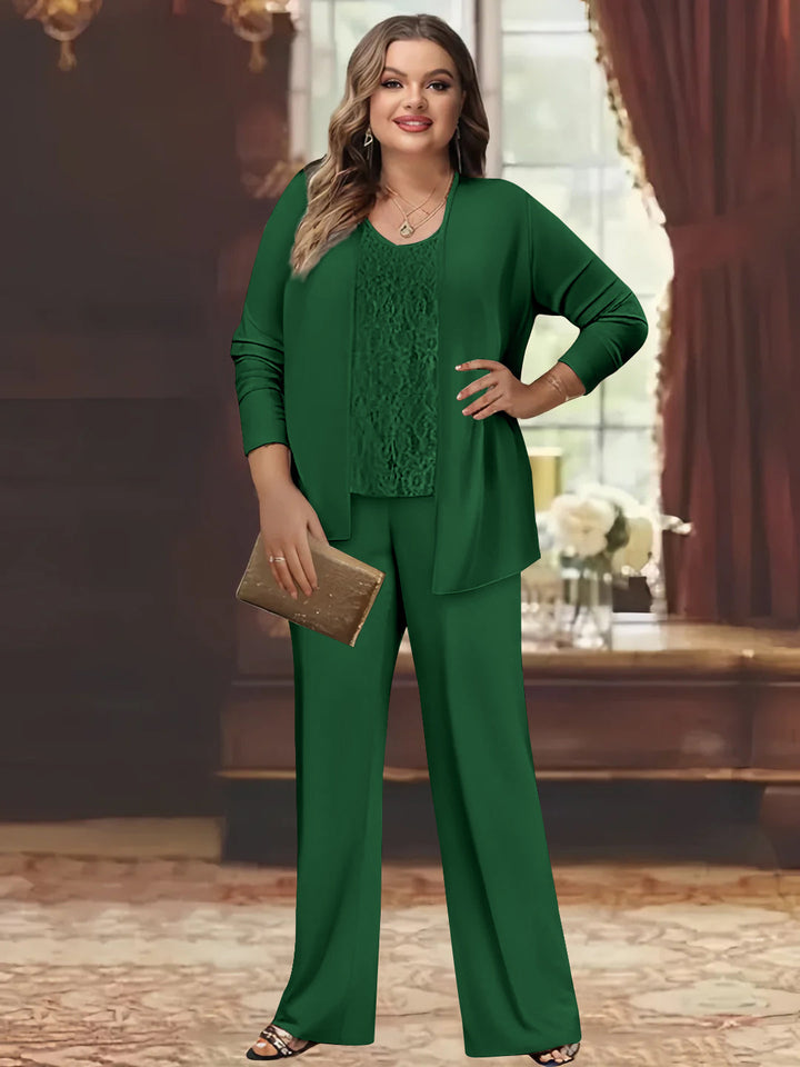 Tailleur-Pantalon en Mousseline de Soie Grande Taille pour Mère de la Mariée avec Veste