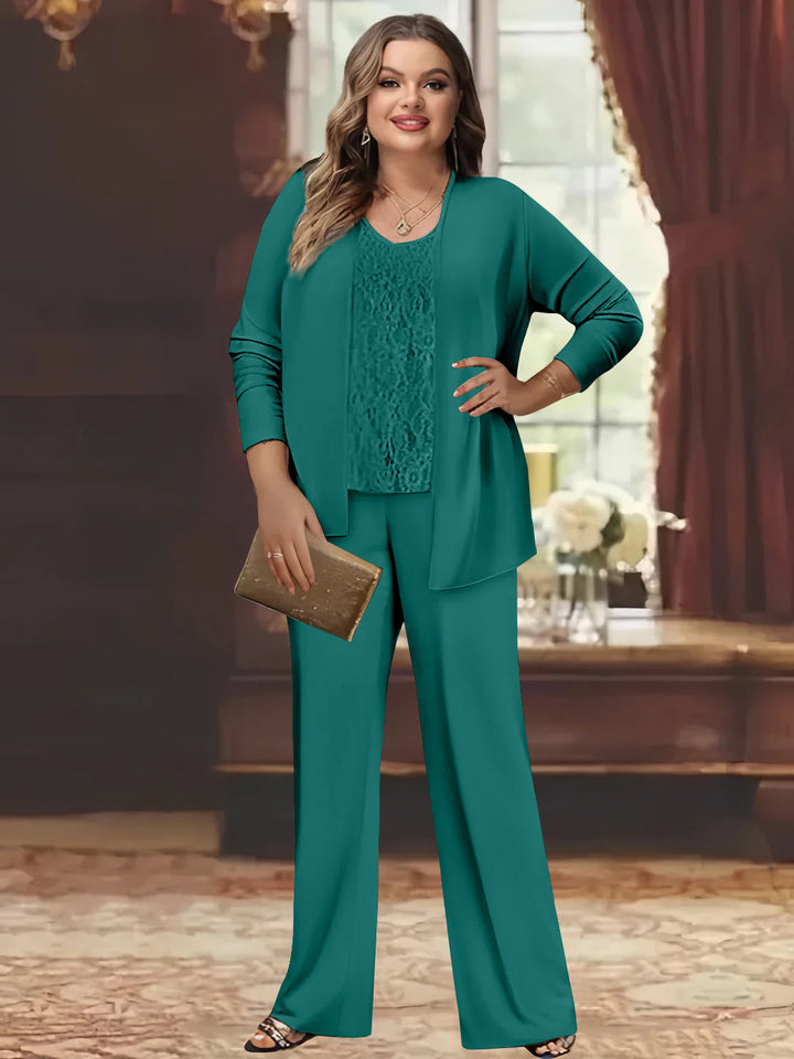Tailleur-Pantalon en Mousseline de Soie Grande Taille pour Mère de la Mariée avec Veste