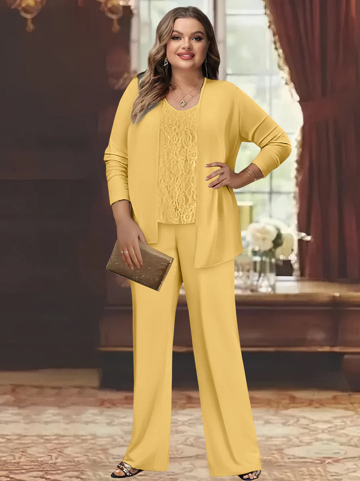 Tailleur-Pantalon en Mousseline de Soie Grande Taille pour Mère de la Mariée avec Veste