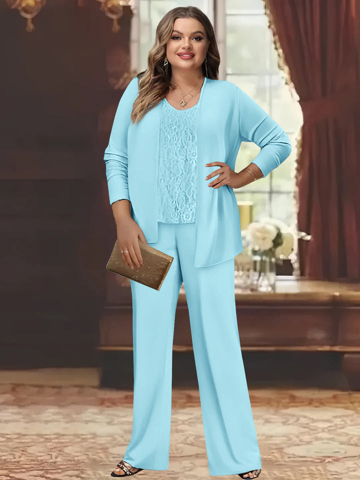 Tailleur-Pantalon en Mousseline de Soie Grande Taille pour Mère de la Mariée avec Veste