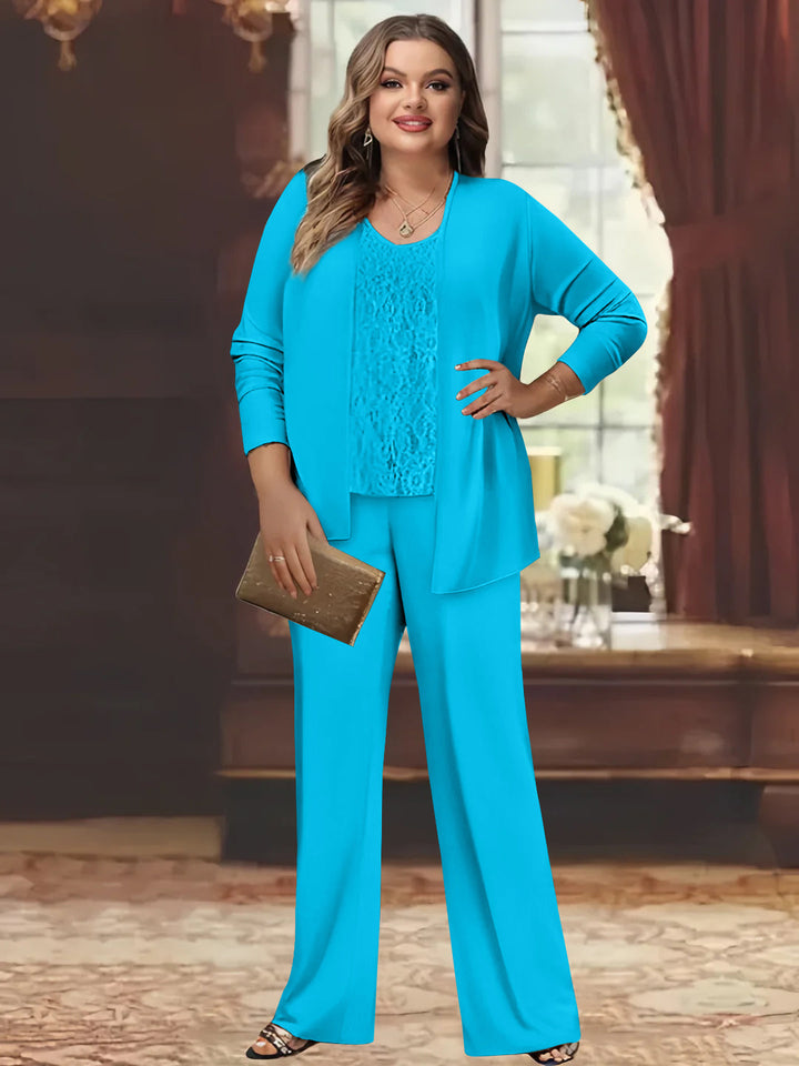 Tailleur-Pantalon en Mousseline de Soie Grande Taille pour Mère de la Mariée avec Veste