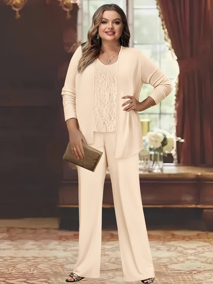 Tailleur-Pantalon en Mousseline de Soie Grande Taille pour Mère de la Mariée avec Veste