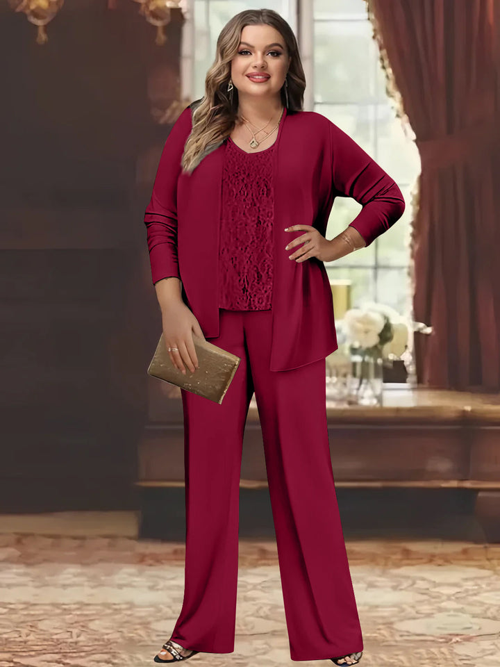 Tailleur-Pantalon en Mousseline de Soie Grande Taille pour Mère de la Mariée avec Veste