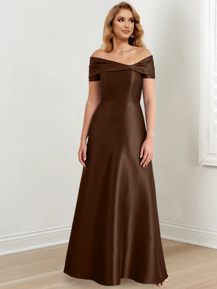 Robes de Mère de la Mariée A-Line/Princess à Épaules Dénudées et Longueur Au Sol