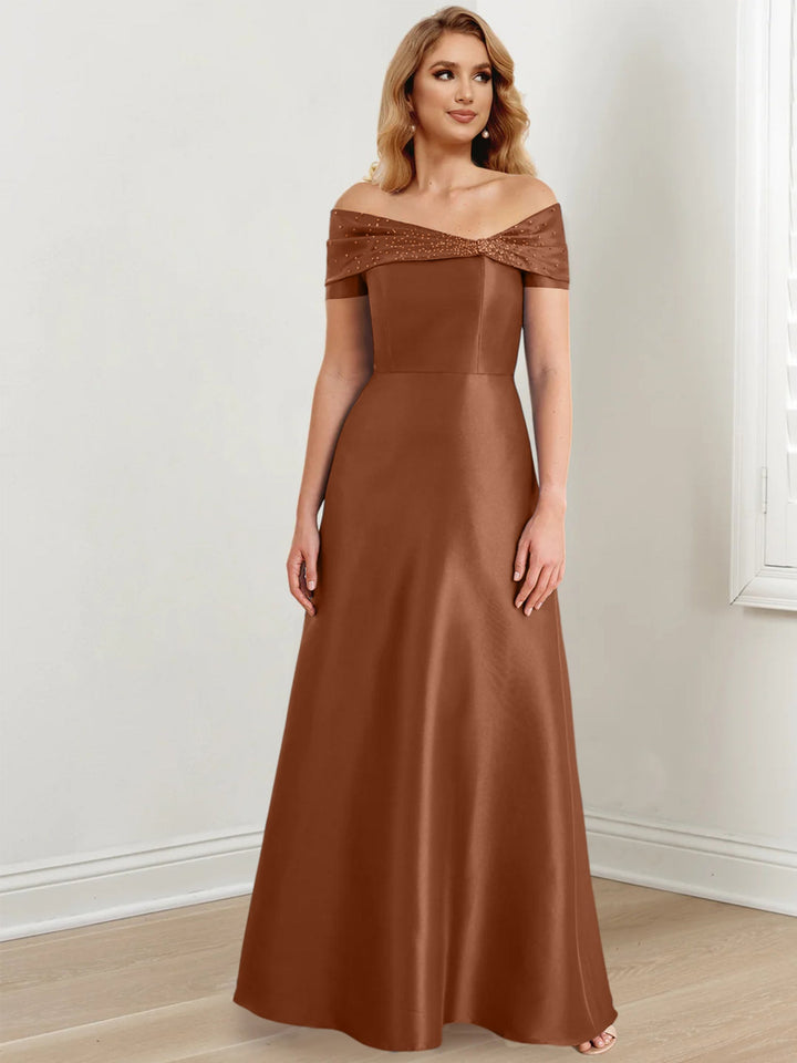 Robes de Mère de la Mariée A-Line/Princess à Épaules Dénudées et Longueur Au Sol