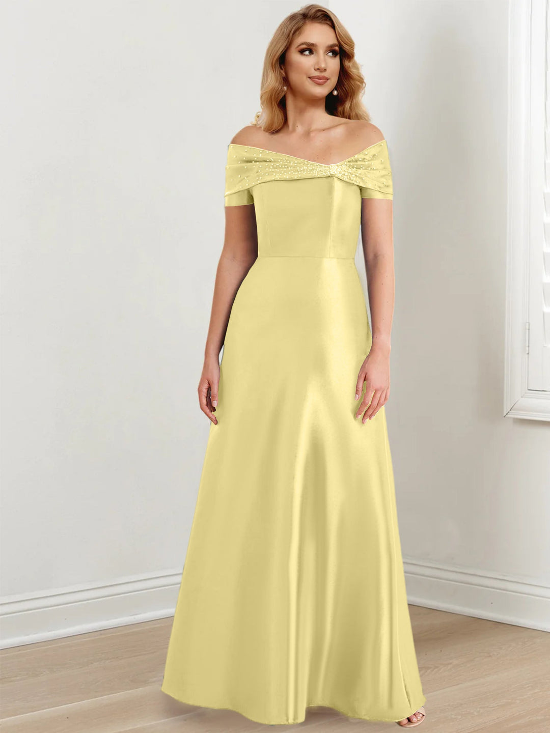 Robes de Mère de la Mariée A-Line/Princess à Épaules Dénudées et Longueur Au Sol