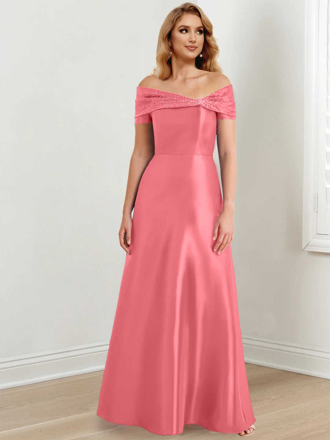 Robes de Mère de la Mariée A-Line/Princess à Épaules Dénudées et Longueur Au Sol