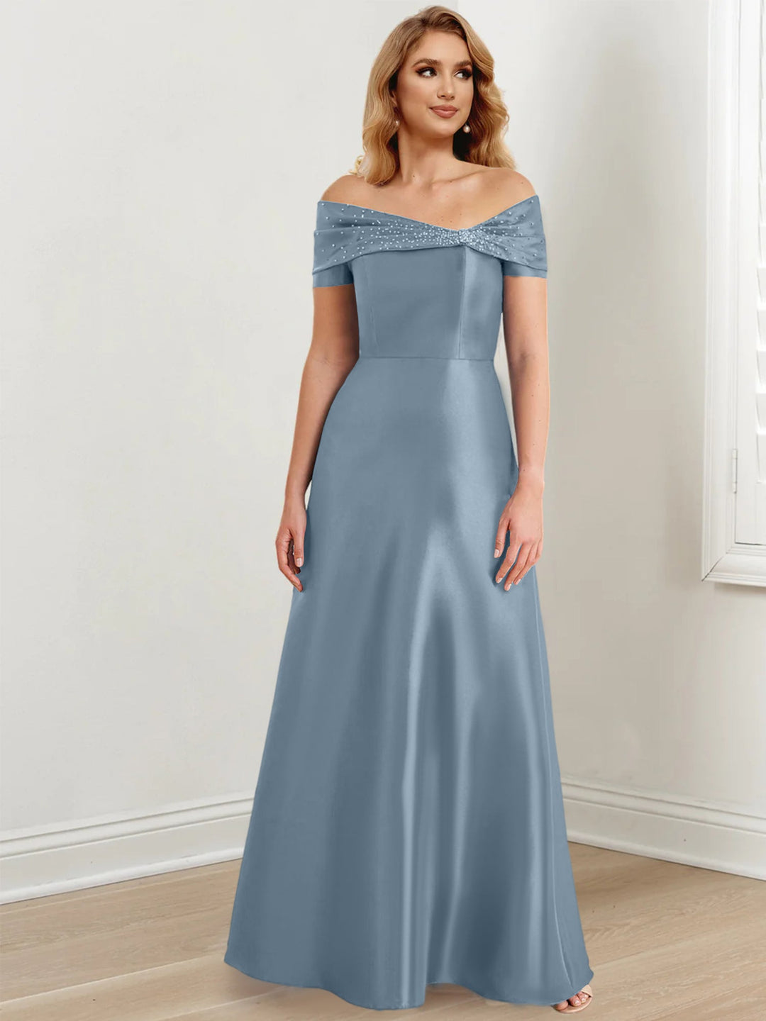 Robes de Mère de la Mariée A-Line/Princess à Épaules Dénudées et Longueur Au Sol