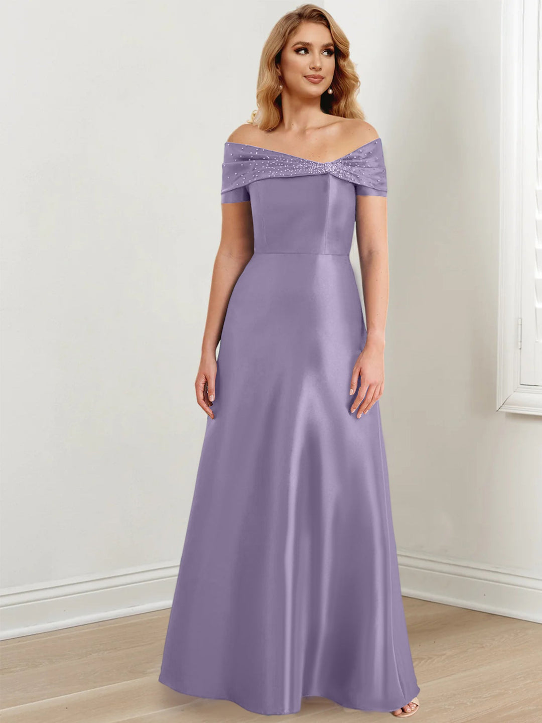 Robes de Mère de la Mariée A-Line/Princess à Épaules Dénudées et Longueur Au Sol