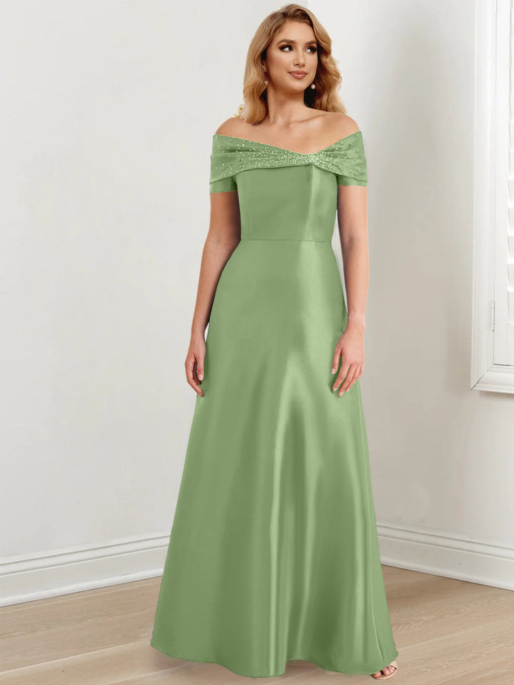 Robes de Mère de la Mariée A-Line/Princess à Épaules Dénudées et Longueur Au Sol