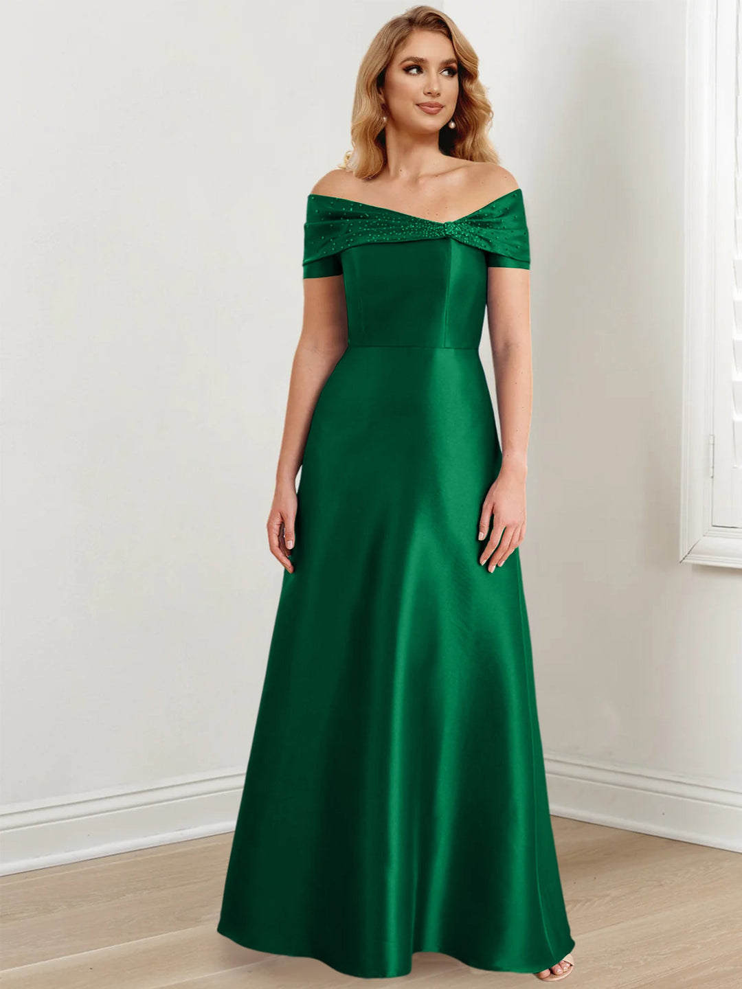 Robes de Mère de la Mariée A-Line/Princess à Épaules Dénudées et Longueur Au Sol